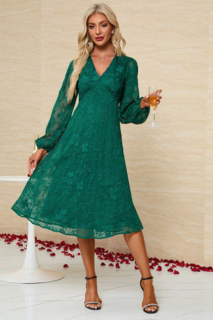 Robe Verte Florale Chic Élégante - gallery 4