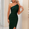 Robe Chic Asymétrique Scintillante Verte