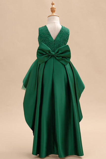 Robe Enfant Chic Asymétrique Verte - gallery 4