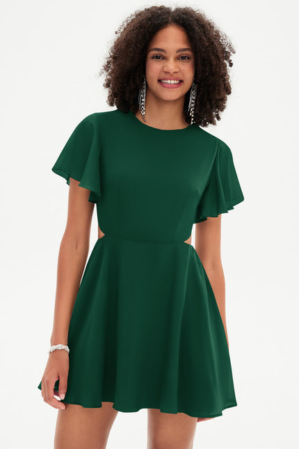 Robe Cocktail Vert Canard - gallery 3