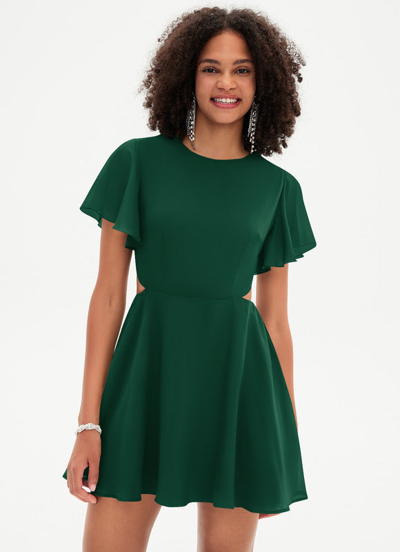 Robe Cocktail Vert Canard - gallery 3