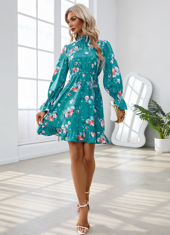 Robe Verte Fleurs Blanches - gallery 4