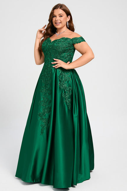Robe De Bal Verte Satinée - gallery 6