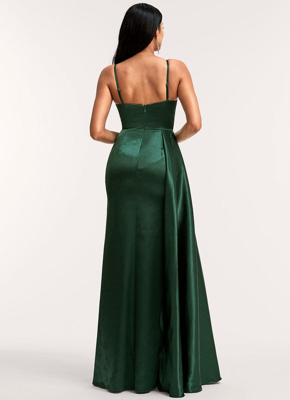 Robe Vert Kaki Satin - gallery 2