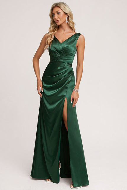 Robe Vert Kaki Satin - gallery 1