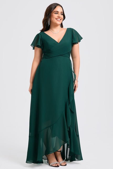 Robe Fluide Vert À Volants Élégante - gallery 8