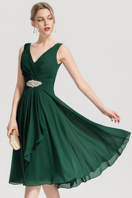 Robe Cocktail Émeraude Fluide Élégante - gallery 5