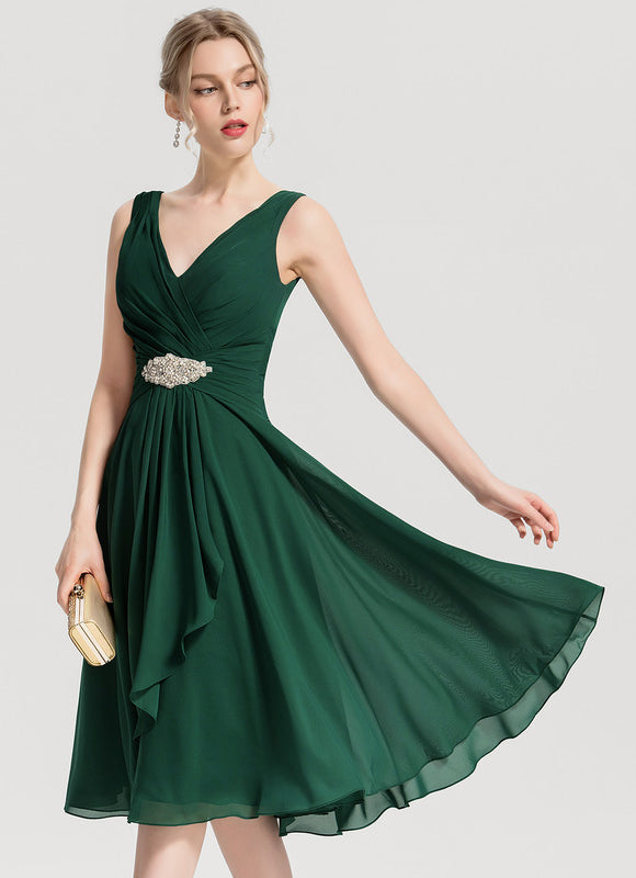 Robe Cocktail Émeraude Fluide Élégante - gallery 5