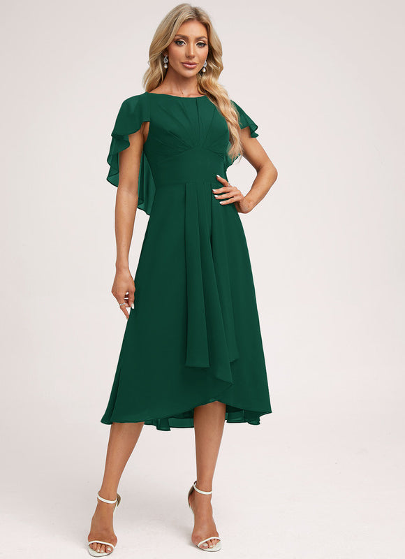 Robe Longue Vert Émeraude À Volants - gallery 1
