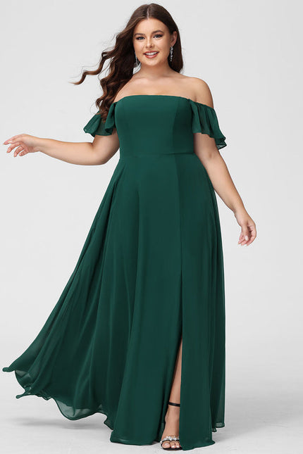 Robe Longue Vert Émeraude À Fente - gallery 7