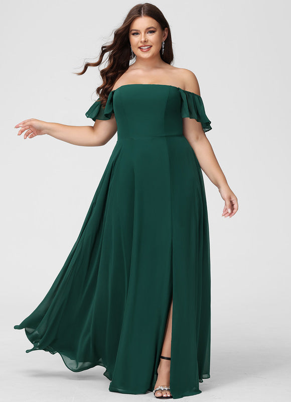 Robe Longue Vert Émeraude À Fente - gallery 7