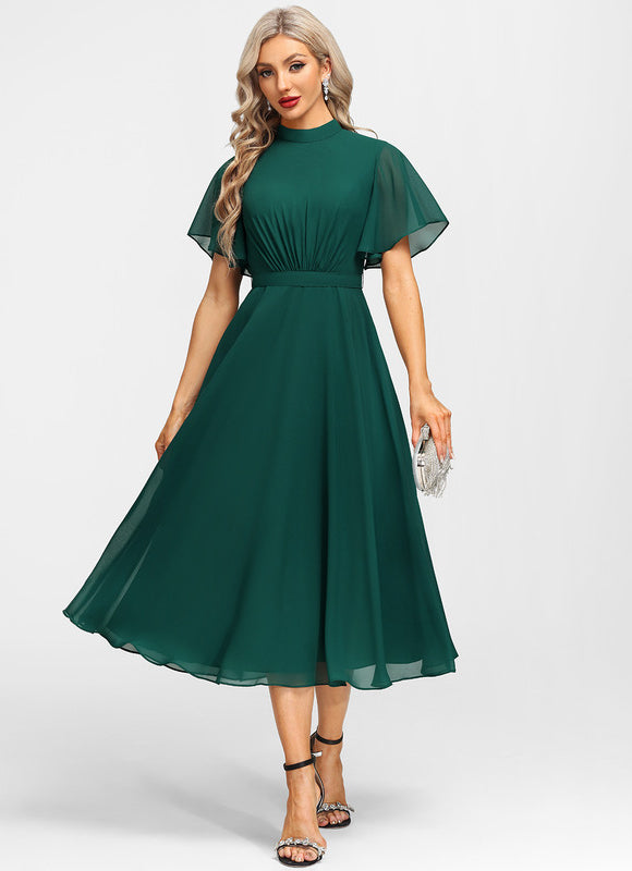 Robe Élégante Col Montant Fluide - gallery 5