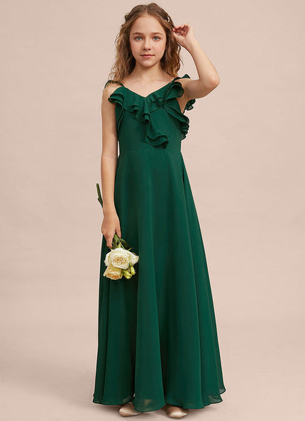 Robe Demoiselle D'Honneur Volants Verts