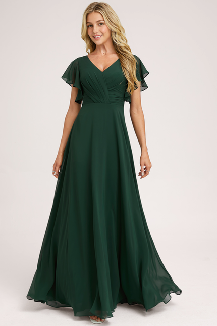Robe Demoiselle D'Honneur Volants Verts - gallery 2