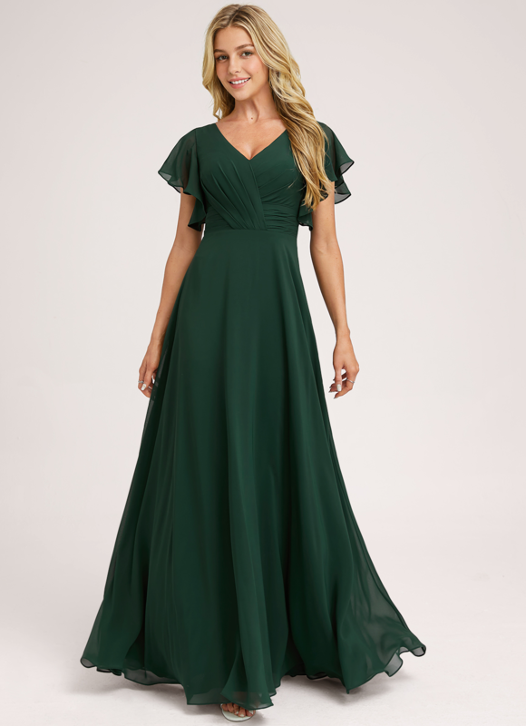 Robe Demoiselle D'Honneur Volants Verts - gallery 2