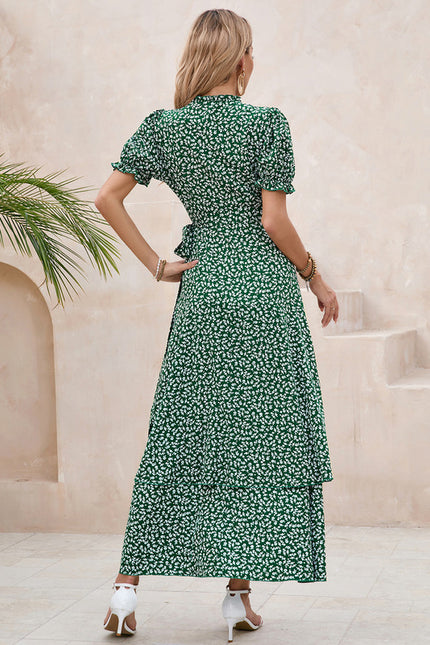 Robe Longue Verte À Fleurs Blanches - gallery 2