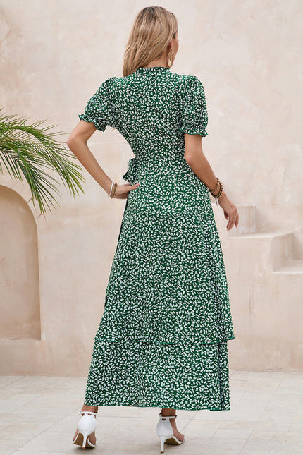 Robe Longue Verte À Fleurs Blanches - gallery 2