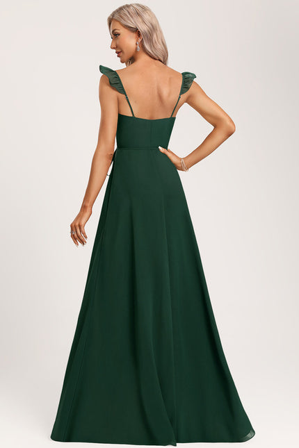 Robe Fluide Chic À Volants Verts - gallery 4