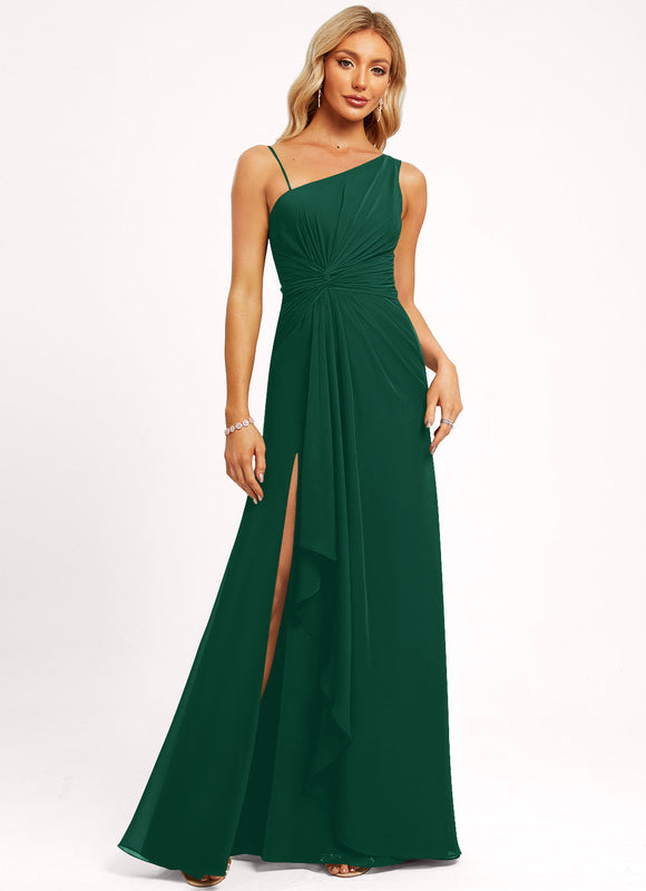 Robe Élégante Asymétrique Verte Chic - gallery 1