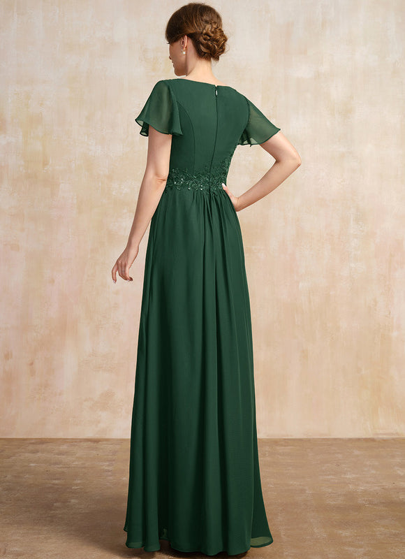 Robe Longue Verte Satinée À Volants - gallery 4