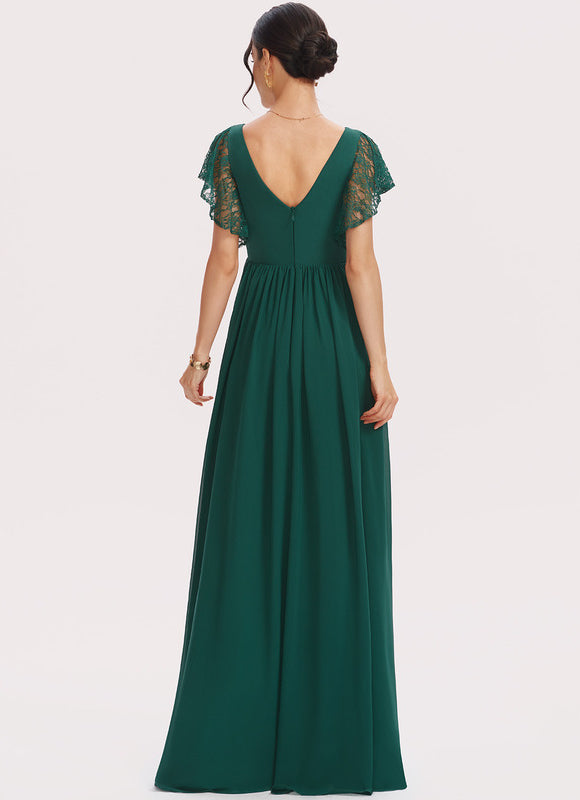 Robe Élégante Verte À Dentelle - gallery 3