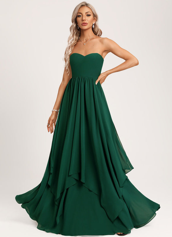 Robe Longue Vert Émeraude À Manches Cape - gallery 3
