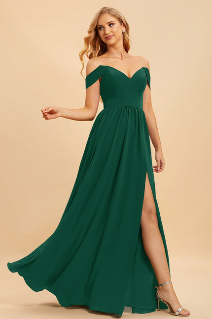 Robe Longue Vert Émeraude À Fente - gallery 3