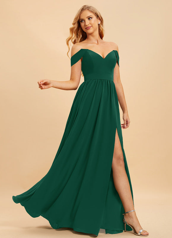 Robe Longue Vert Émeraude À Fente - gallery 3
