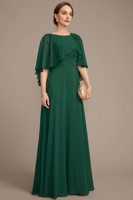 Robe Élégante Mousseline Verte Fluide - gallery 6
