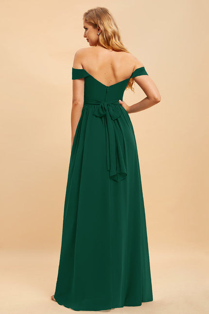 Robe Longue Vert Émeraude À Fente - gallery 4