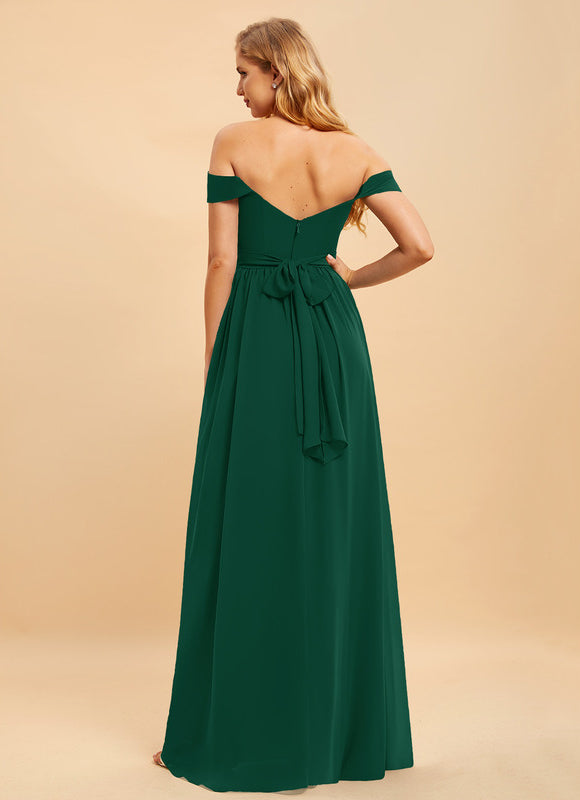 Robe Longue Vert Émeraude À Fente - gallery 4