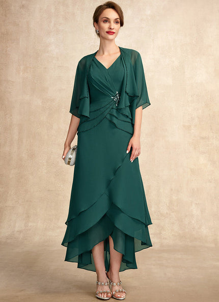 Robe Élégante À Volants Vert Foncé