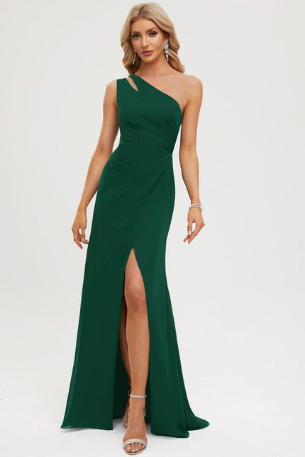 Robe Asymétrique Chic Émeraude Élégante