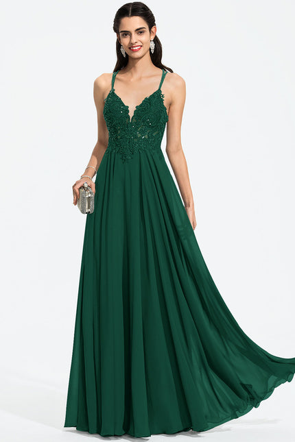 Robe Bal Émeraude Élégante Fluide