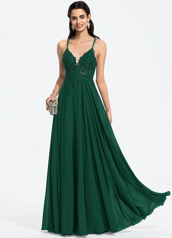 Robe Bal Émeraude Élégante Fluide