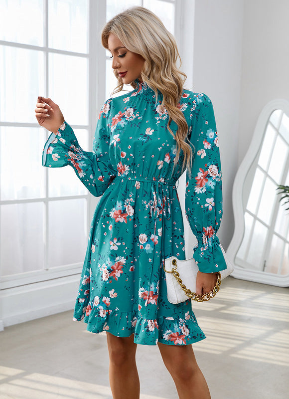 Robe Verte Fleurs Blanches - gallery 3