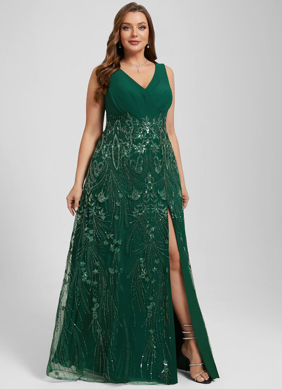 Robe Longue Verte À Paillettes - gallery 9