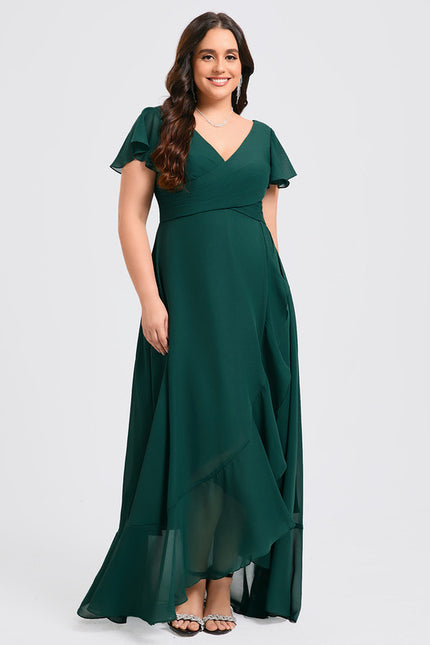 Robe Fluide Vert À Volants Élégante - gallery 9