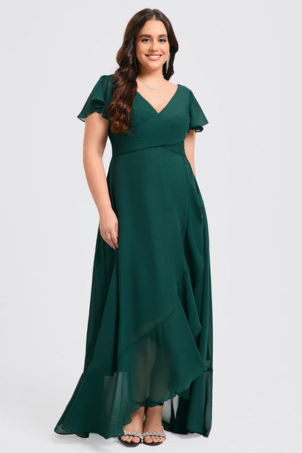 Robe Fluide Vert À Volants Élégante - gallery 9