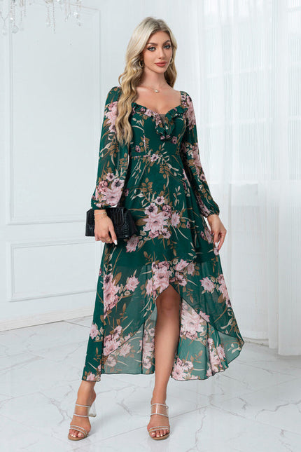 Robe Longue Verte À Fleurs - gallery 4