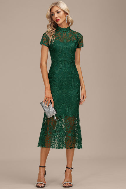 Robe Élégante Dentelle Verte Chic