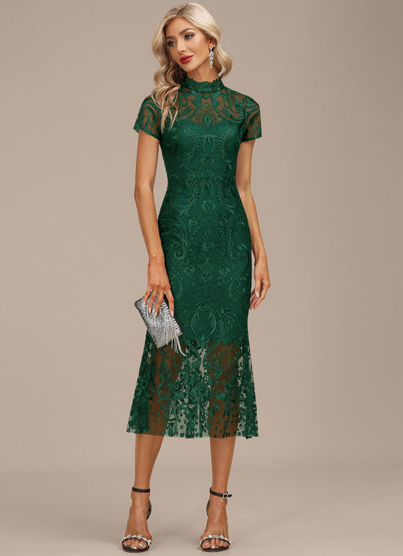Robe Élégante Dentelle Verte Chic
