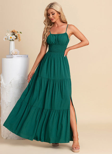 Robe Maxi Émeraude À Volants