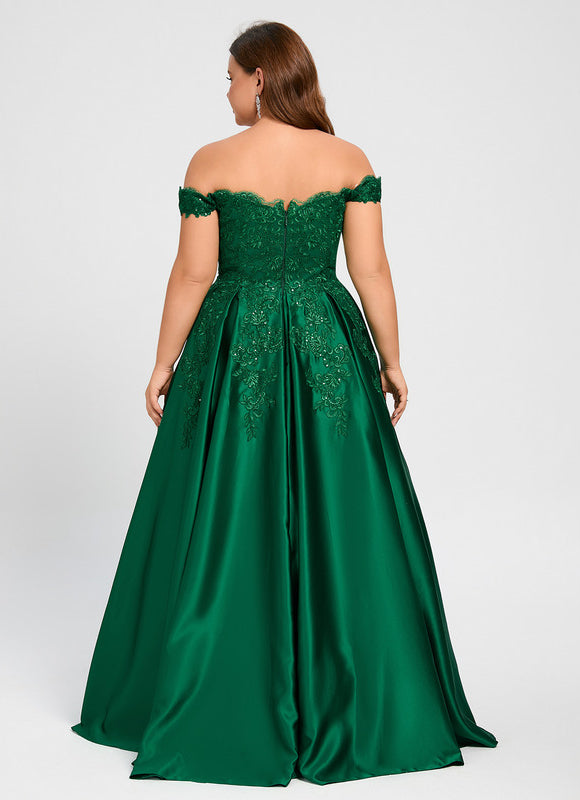 Robe De Bal Verte Satinée - gallery 5