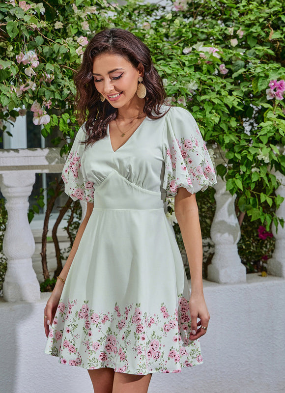 Robe Fleurie Rouge Et Verte - gallery 2