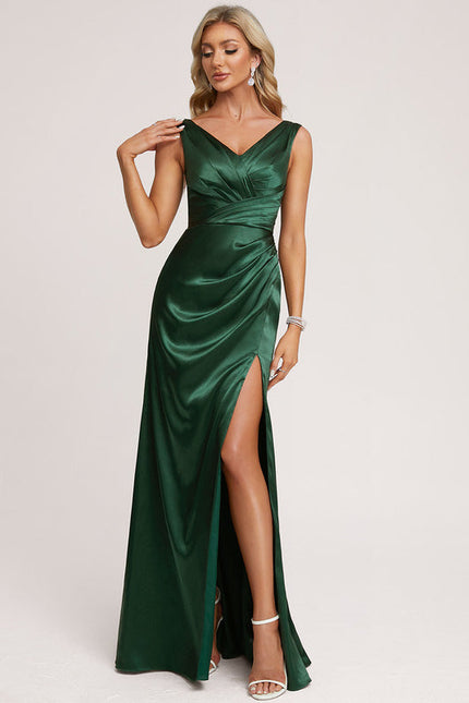 Robe Vert Kaki Satin - gallery 3