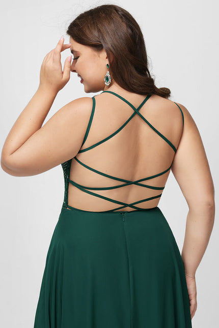 Robe Élégante Verte À Fente - gallery 8
