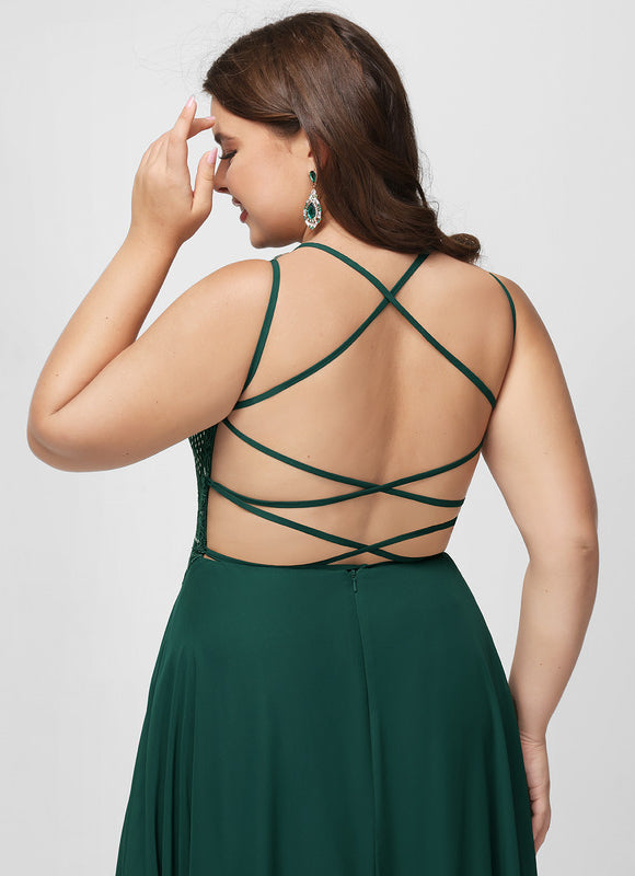 Robe Élégante Verte À Fente - gallery 8