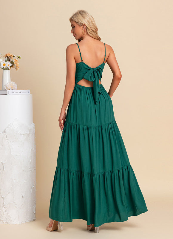 Robe Maxi Émeraude À Volants - gallery 1