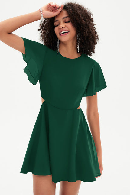 Robe Cocktail Vert Canard - gallery 5